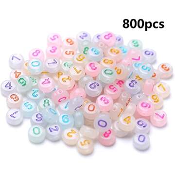 ToBeIT 800Pcs Glow Number Beads for Creative Jewelry