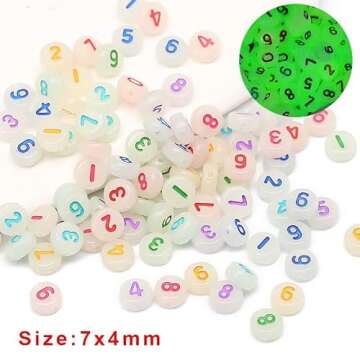 ToBeIT 800Pcs Glow Number Beads for Creative Jewelry