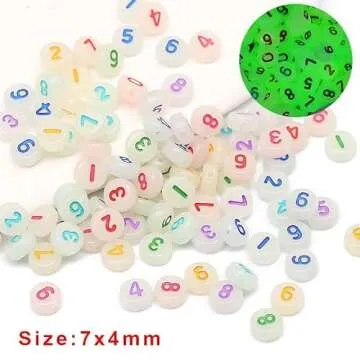 ToBeIT 800Pcs Glow Number Beads for Creative Jewelry