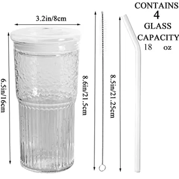 Elegant Glass Cups with Lids - Perfect for Drinks