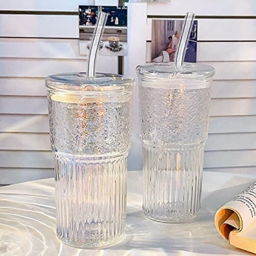 Elegant Glass Cups with Lids - Perfect for Drinks