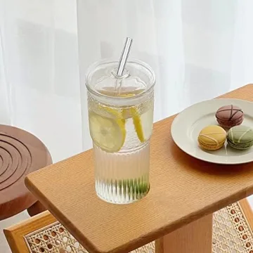 Elegant Glass Cups with Lids - Perfect for Drinks