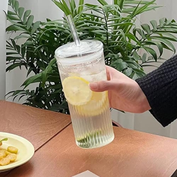 Elegant Glass Cups with Lids - Perfect for Drinks