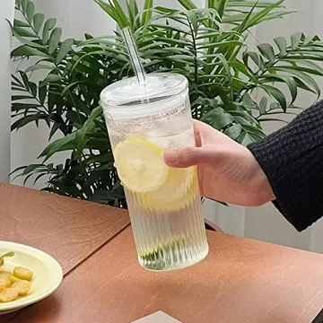 Elegant Glass Cups with Lids - Perfect for Drinks