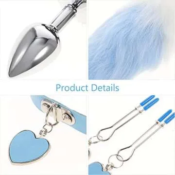 1 Set Furry Animal Ears Headband, Faux Fur Tail, Choker Necklace, Breast Clips for Cosplay, Party, Stage Performance, Adult and Kids Costume