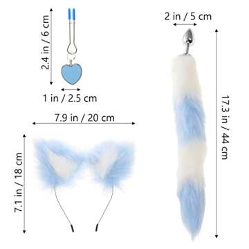 1 Set Furry Animal Ears Headband, Faux Fur Tail, Choker Necklace, Breast Clips for Cosplay, Party, Stage Performance, Adult and Kids Costume
