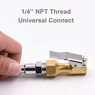 SAFELIFE Brass Air Chuck Tire Chuck Heavy Duty Lock on Tire Inflator Chuck with Clip