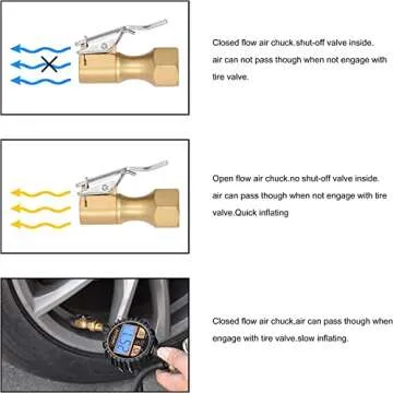 SAFELIFE Brass Air Chuck Tire Chuck Heavy Duty Lock on Tire Inflator Chuck with Clip