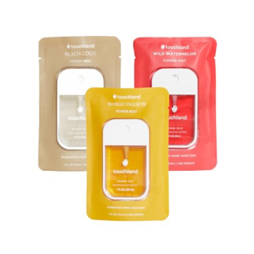 Touchland Power Mist Hydrating Hand Sanitizer Spray, TROPICAL 3-Pack (Mango Passion + Beach Coco + W...