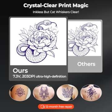 MUNBYN Wireless Tattoo Stencil Printer ITP05 - Compact Tattoo Machine with App Compatibility