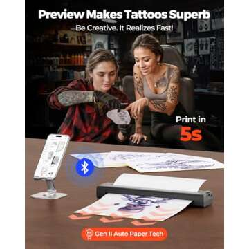 MUNBYN Wireless Tattoo Stencil Printer ITP05 - Inkless, Compact, Compatible