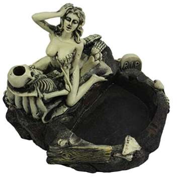 Tvoip Creative Skull Ashtray & Love Skull Beauty Girl Figurine Resin Ashtray Home Table Decor