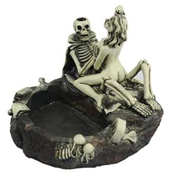 Tvoip Creative Skull Ashtray & Love Skull Beauty Girl Figurine Resin Ashtray Home Table Decor