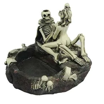 Tvoip Creative Skull Ashtray & Love Skull Beauty Girl Figurine Resin Ashtray Home Table Decor