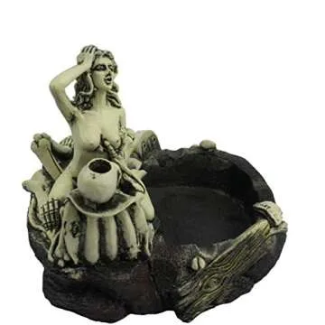 Tvoip Creative Skull Ashtray & Love Skull Beauty Girl Figurine Resin Ashtray Home Table Decor