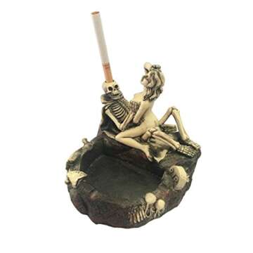 Tvoip Creative Skull Ashtray & Love Skull Beauty Girl Figurine Resin Ashtray Home Table Decor