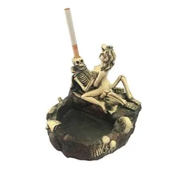 Tvoip Creative Skull Ashtray & Love Skull Beauty Girl Figurine Resin Ashtray Home Table Decor