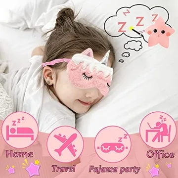 ZeeDix 6 Pack Cute Soft Plush Unicorn Sleeping Mask- Weighted Unicorn Horn Night Blindfold Bed Eye Covers Sleep Mask for Women Girls Kids Favor