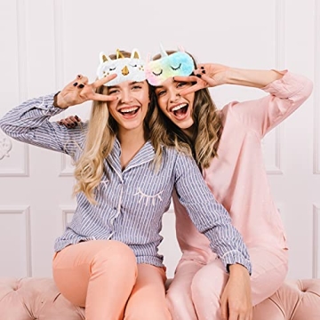 ZeeDix 6 Pack Cute Soft Plush Unicorn Sleeping Mask- Weighted Unicorn Horn Night Blindfold Bed Eye Covers Sleep Mask for Women Girls Kids Favor