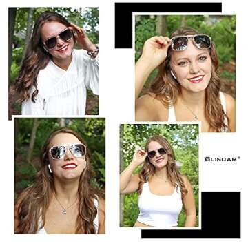 GLINDAR Retro Square Aviator Sunglasses for Men Women, Polarized Lens UV Protection Black/Grey