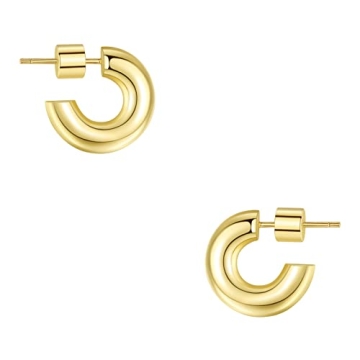 Wowshow Gold Hoop Earrings Lightweight Chunky Design