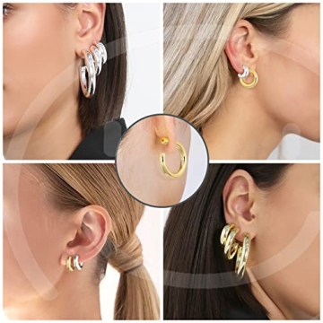 Wowshow Gold Hoop Earrings Lightweight Chunky Design