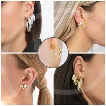 Wowshow Gold Hoop Earrings Lightweight Chunky Design