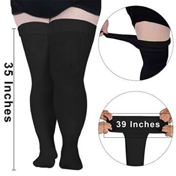 Plus Size Womens Thigh High Socks for Thick Thighs- Extra Long & Thick Over the Knee Stockings- Leg ...