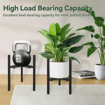 TUSPEU 2 Pack Metal Plant Stand,Adjustable Plant Pot Stand Indoor Outdoor,Mid Century Planter Stand,Stable Potted Plant Holder,Black