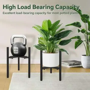 TUSPEU 2 Pack Metal Plant Stand,Adjustable Plant Pot Stand Indoor Outdoor,Mid Century Planter Stand,Stable Potted Plant Holder,Black