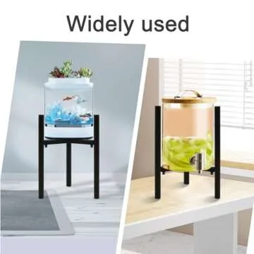 TUSPEU 2 Pack Metal Plant Stand,Adjustable Plant Pot Stand Indoor Outdoor,Mid Century Planter Stand,Stable Potted Plant Holder,Black