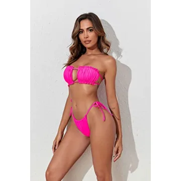 Hot Pink Bandeau Bikini Set for Summer Fun