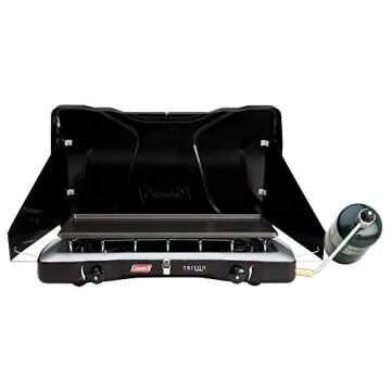 Coleman Triton 2-Burner Propane Camping Stove, Portable Camping Grill/Stove with Adjustable Burners, Wind Guards, Heavy-Duty Latch, and Handle, 22,000 Total BTUs of Power