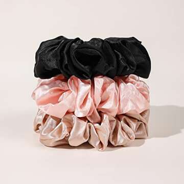 Silk Satin Hair Scrunchies for Women Girls Big Large Jumbo Scrunchie for Sleep Cute Gaint Oversize S...