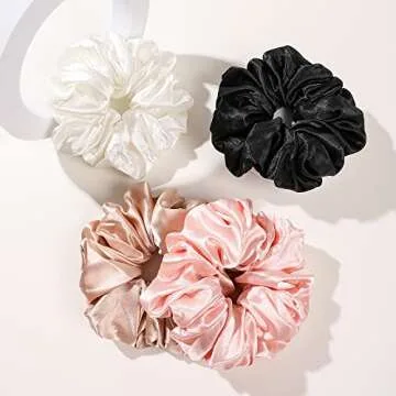 Silk Satin Hair Scrunchies for Women Girls Big Large Jumbo Scrunchie for Sleep Cute Gaint Oversize Scrunchy for Thick Hair