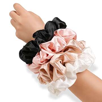 Silk Satin Hair Scrunchies for Women Girls Big Large Jumbo Scrunchie for Sleep Cute Gaint Oversize Scrunchy for Thick Hair
