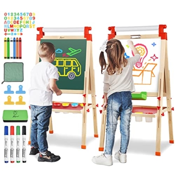JOYOOSS Wooden Adjustable Easel for Kids Creative Art