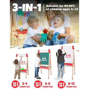 JOYOOSS Wooden Adjustable Easel for Kids Creative Art