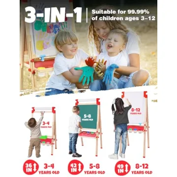 JOYOOSS Wooden Adjustable Easel for Kids Creative Art