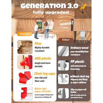 JOYOOSS Wooden Adjustable Easel for Kids Creative Art