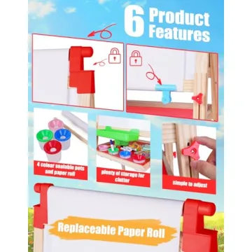 JOYOOSS Wooden Adjustable Easel for Kids Creative Art