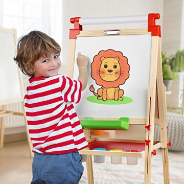 JOYOOSS Wooden Adjustable Easel for Kids Creative Art