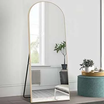 PexFix Arched Full Length Mirror Arched Floor Mirror with Stand, Wall Mirror Standing, Leaning Hanging for Home and Office, 65"x22", Wood