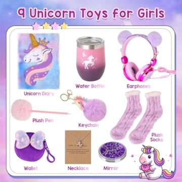 Unicorn Gifts for Girls Age 5 6 7 8 9 10+ Years Old, Birthday Gifts for Girls with 3.5mm Wired Headp...