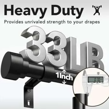 IFELS Heavy Duty Curtain Rods for Windows 48 to 84 Inch, 1 Inch Adjustable Black Curtain Rod Set with Easy Installation and Modern Design (A1,Black,30-90")