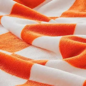 BEDELITE Checkered Throw Blanket for Couch and Bed, Luxurious Fleece Blanket with Checkerboard Grid Home Decor, Soft Cozy Orange and White Warm Blankets for Spring, 50"x60"