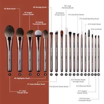 Eigshow Professional Makeup Brush Set - 18pcs Coffee, Ultimate Beauty Kit