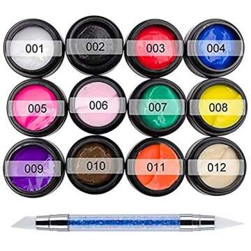 BAIYIYI 12 Color Sculpture Gel 3D Carving Gels for Nail Art Decoration Kit Creative DIY Nail Art Pai...
