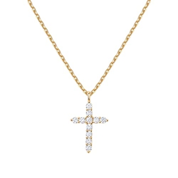 PAVOI 18K Gold Vermeil Cross Necklace for Women - Durable