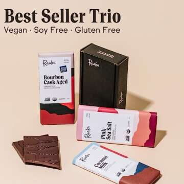 Raaka Chocolate Best Sellers Trio | Gourmet Dark Chocolate Gift | Organic, Vegan, Fair Trade, Soy Fr...